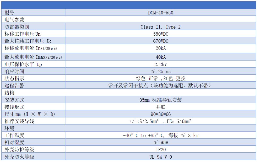 550V直流浪涌保護器 DCM-40-550