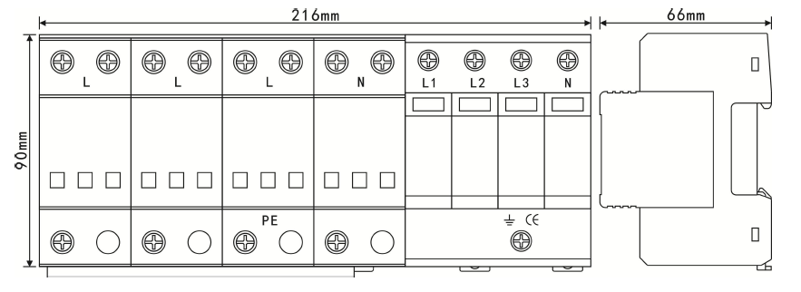 SPD1三相第一二級B+C復合型電源防雷器-開關型10/350us和限壓型8/20us組合式